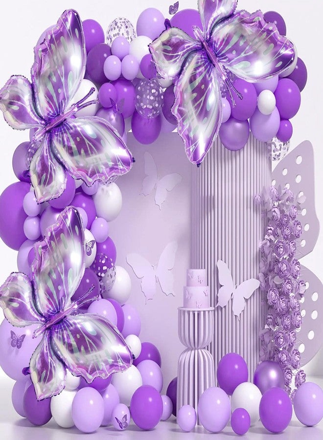 CUUSNNY 6 Pcs Butterfly Balloons,40 Inch Purple Butterfly Balloon Butterfly Birthday Decorations for Butterfly Theme Garden Party Wedding Birthday Baby Shower(Purple) - Image 4